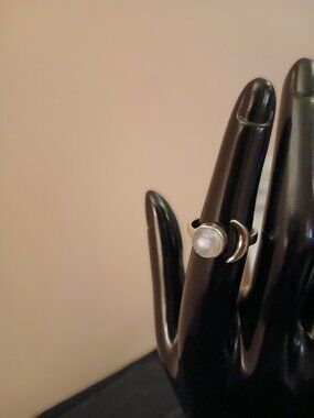Moon Phases Sterling Silver Ring with Moonstone Adjustable